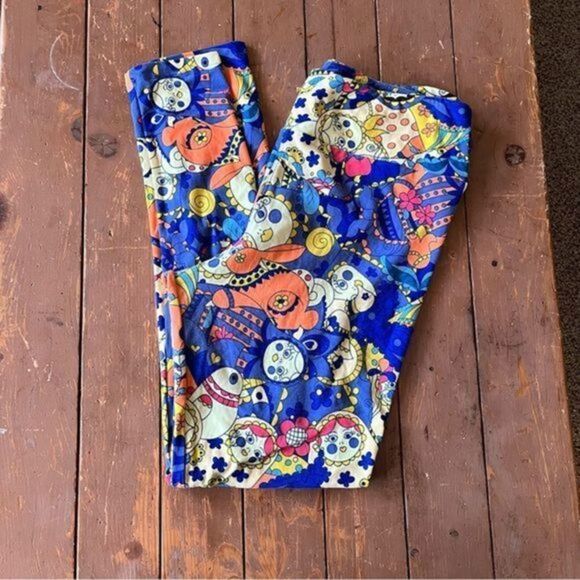 Lularoe TC Leggings Russian Mishka Dolls Blues Yellow Oranges - Picture 2 of 6
